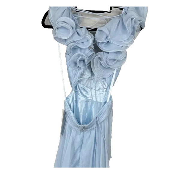 NWT MAC DUGGAL Dress 67911 Powder Blue Ruffle Tiered Chiffon Cutout $598 - Picture 4 of 7